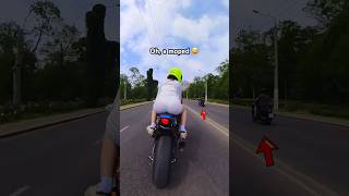 He figured out he couldnt WIN 😅 When we had a speed contest with a MOPED 😂 bikelover bikelife [upl. by Peppy490]