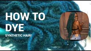 HOW TO DYE SYNTHETIC HAIR PLUS FUEX DREAD LOOK [upl. by Zetnwahs]