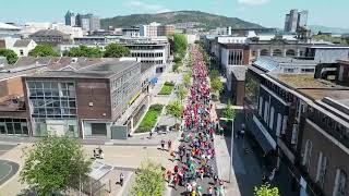 Drone Footage  Welsh Independence March Swansea  Gorymdaith Annibyniaeth Abertawe [upl. by Ellery881]