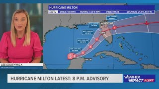 Hurricane Milton Latest track rainfall totals possible storm surge  Oct 7 8 pm advisory [upl. by Ysdnil]