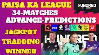 The Hundred 2024 PredictionsThe Hundred Mens 2024 Advance PredictionsJackpots and Sessions Tips [upl. by Ott797]