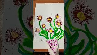 Easy Hand Flower Drawing With Straw art vibgyordrawings drawing artandcraft painting vibrant [upl. by Eilyab697]