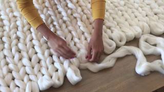 DIY Tutoriel tricoter une couverture XXL avec les mains en laine merinos ComfyWool [upl. by Tristan]