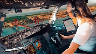 BOEING 737 Stunning LANDING LISBON PORTUGAL Airport RWY02  Cockpit View  Life Of An Airline Pilot [upl. by Notnyw984]