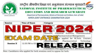 NIPER JEE EXAM 2024 NOTIFICATION RELEASED [upl. by Kerwinn770]