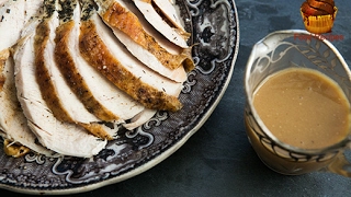 Turkey Gravy Recipe  Roast Turkey Breast with Roasted Garlic Gravy [upl. by Nosloc]