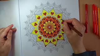 Dinlendirici Müzik Eşliğinde Mandala Boyama  Painting Mandala with Relaxing Music [upl. by Kass]