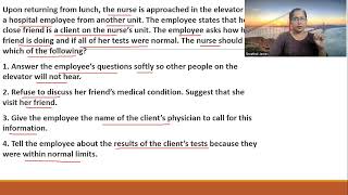 NCLEX RN QUESTION  PATIENT CONFIDENTIALITYPRIVACY RNPREPDHAHAADPROMETRIC CRACK RN EXAMMALAYALAM [upl. by Souza930]