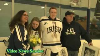 BATAVIANotre Dame Hockey and the Ice Devils recognize graduating Seniors [upl. by Oirtemed]