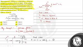 Three masses \ M100 \mathrmkg m110 \mathrmkg \ and \ m220 \mathrmkg \ are [upl. by Ised184]