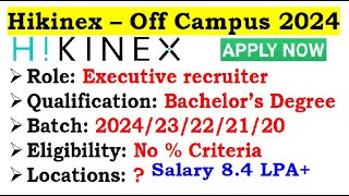 Hikinex is hiring 202423222120 Batch  Required Skills  Location  No  Criteriajobupdates4u [upl. by Htor231]