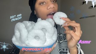 ICE ASMR  Powdery Ice Rings W Freezer Frost ice eating [upl. by Ayotal]