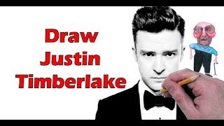 How to Draw Justin Timberlake Step by Step Drawing Tutorial [upl. by Ayekan]