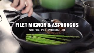 Pre Filet Mignon with Asparagus and SunDried Tomato Romesco [upl. by Xever]