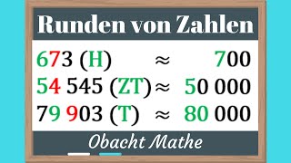 Runden von Zahlen  ganz einfach erklärt  Natürliche Zahlen  ObachtMathe [upl. by Notsahc874]