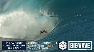 Niccolo Porcella at Teahupoo 3  2016 TAG Heuer Wipeout Entry  WSL Big Wave Awards [upl. by Hazelton]