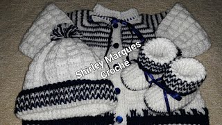 CONJUNTO DE CROCHÊ PARA BEBÊ casaquinhodecroche sapatinhodecroche conjuntodecrocheparabebe [upl. by Aufa590]