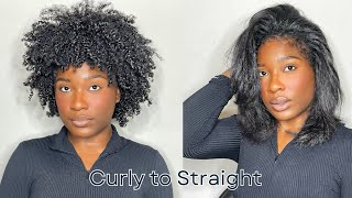 Curly to straight How to straighten your natural hair  Hair Tutorial [upl. by Genna]