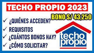 TECHO PROPIO 2023 Todo lo que tienes que saber Bono Habitación Familiar Requisitos y postulación [upl. by Sunda]