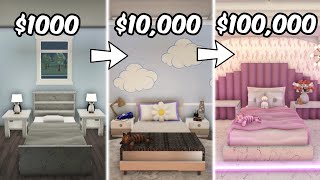 BUILDING A KIDS BEDROOM IN BLOXBURG with 1k 10k and 100k [upl. by Eisdnyl]