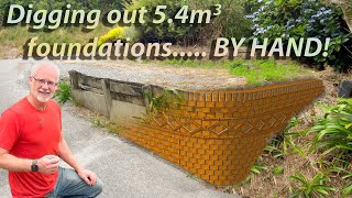 How to build a RETAINING WALL  pt1  digging stepped foundations [upl. by Russ]