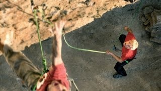 How to belay the leader with a GRIGRI  Belaying techniques [upl. by Enaamuj]