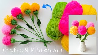 Amazing Craft Ideas with Wool  DIY Home Decor  Super Easy Woolen Flower Making [upl. by Asset]