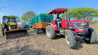 JCB 3dx with 4wd Mahindra Arjun NOVO 605 John Deere Sonalika 60 Rx Tractor Making Vermicompose [upl. by Macmahon]