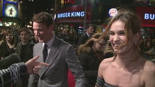 CUTE Lily James gets flirty with boyfriend Matt Smith at Pride and Prejudice and Zombies premiere [upl. by Ttoile]