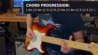 Rock Blues Backing Track  Key of Am  Featuring a 12 Fender Stratocaster Standard Sienna Sunburst [upl. by Campos563]