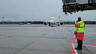 Parking Airbus A220 at Ljubljana Airport [upl. by Debbra]