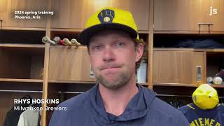 Rhys Hoskins reacts on the Brewers trade of Corbin Burnes returning after injury [upl. by Onitnas661]