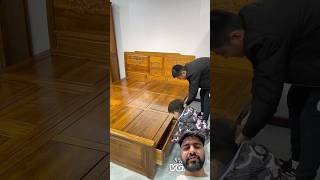 Wooden bed unique polished apliances furniture woodworking sofa bed funny comedyfilms [upl. by Hance]