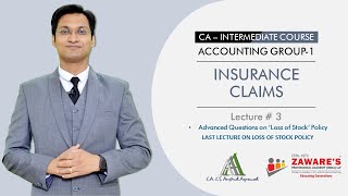 CAIntermediate Accounting  INSURANCE CLAIMS  Lecture3 Last lecture of Loss of Stock Policy [upl. by Hakceber]