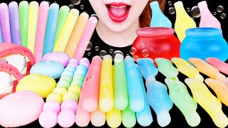 ASMR PASTEL RAINBOW FROZEN WAX BOTTLE CANDY RAMUNE CANDY CRISPY MARSHMALLOW EATING SOUNDS MUKBANG [upl. by Heisel]