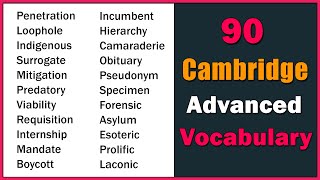 Top 90 C2 Advanced Vocabulary for IELTS TOEFL PTE  Cambridge Proficiency [upl. by Tulley694]