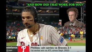 Nick Castellanos is asked a stupid question  after winning the game for the Phillies 9124 [upl. by Kila]