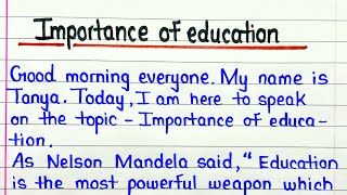 Importance of education speech in English  Speech on importance of education  English speech [upl. by Shauna375]