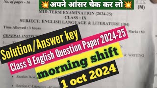 class 9th english mid term paper solutionanswer key 202425  English paper solution 2024 class 9 [upl. by Nylorak]