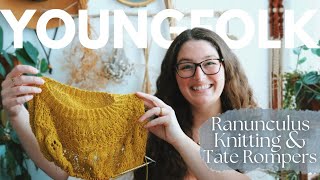 Youngfolk Knits Knitting Ranunculus Sweaters and Sewing Tate Rompers [upl. by Suiram]