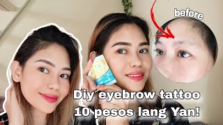 Diy eyebrow tattooeyebrow HenaBlackening Shampoo 10 pesos lang Yan😱 [upl. by Leima931]