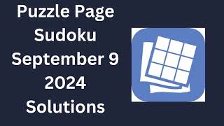 Puzzle Page Sudoku September 9 2024 Solutions [upl. by Innek]