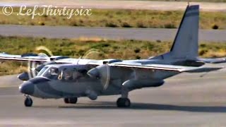 BN2T Turbine Islander taxiing amp take off from Brindisi Airport [upl. by Zampino851]