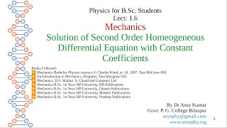 Lecture 16 Solution of Second Order Homogeneous Differential Equation with Constant Coefficients [upl. by Jeniece]