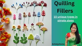 Paper Quilling Fillers  Quilling fillers  Quilling leaves tutorial  Quilling decoration filler [upl. by Ettennyl247]