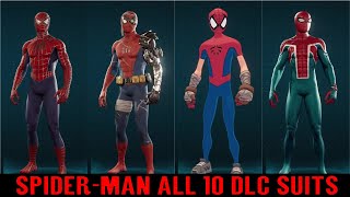 SpiderMan PS4 🕸 All 10 DLC Suits 🕸 The Heist Turf Wars Silver Lining and Sam Raimi Suit [upl. by Airretnahs]