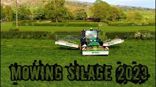 Mowing Grass For Silage 2023  John Deere 6155R With McHale Pro Glide Butterfly Mowers [upl. by Aubigny781]