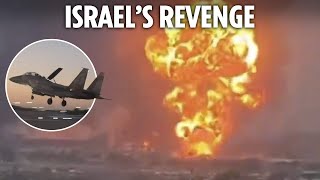 Huge fireball as Israel blitzes Houthi rebels in revenge for ballistic missile attack [upl. by Emery589]