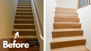 Ultimate Hardwood Stair Transformation like no other [upl. by Yllaw]