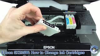 Epson SX235W How to ChangeReplace Ink Cartridges [upl. by Nelhsa]